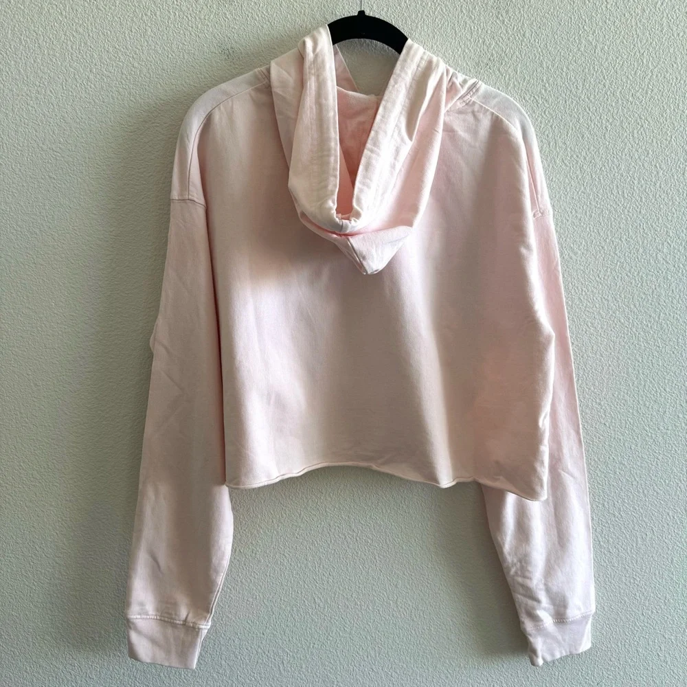 NWT Pura Vida Feelings Cropped Hoodie Light Pink Lightweight Loungewear - Picture 8 of 10
